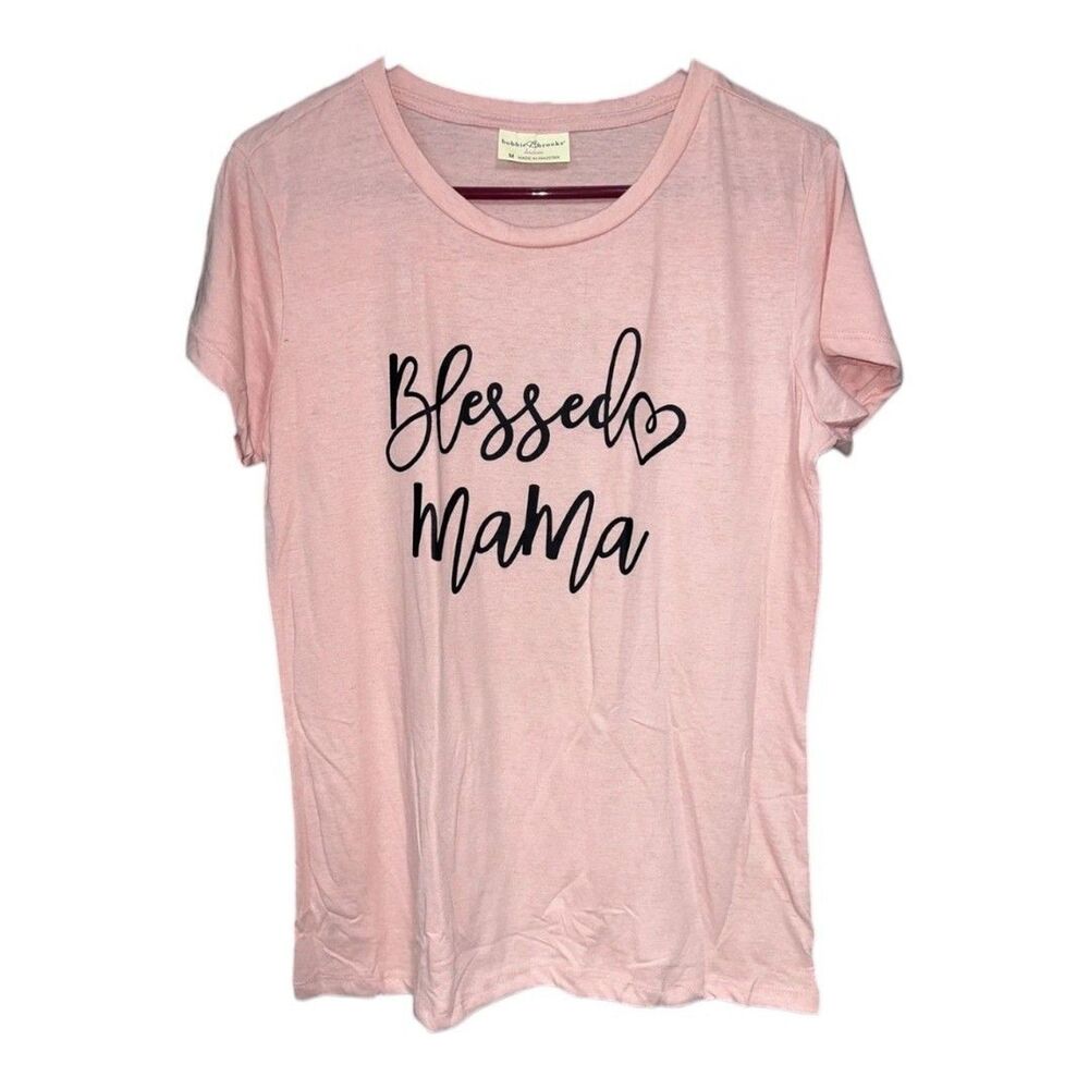 Ladies Pink "Blessed Mama" Graphic Tee T-Shirt Tshirt Heart Size L or XL